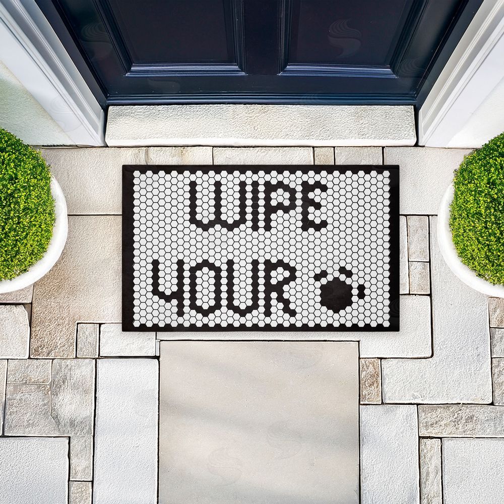 Elizabeth Medley Wipe Your Paws Mosaic Pattern Unwoven Outdoor Door Mat