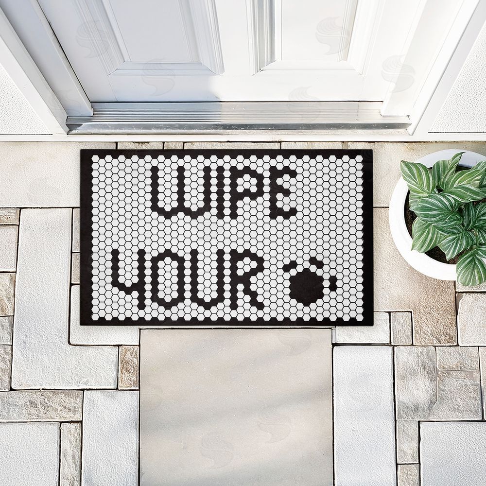 Elizabeth Medley Wipe Your Paws Mosaic Pattern Unwoven Outdoor Door Mat