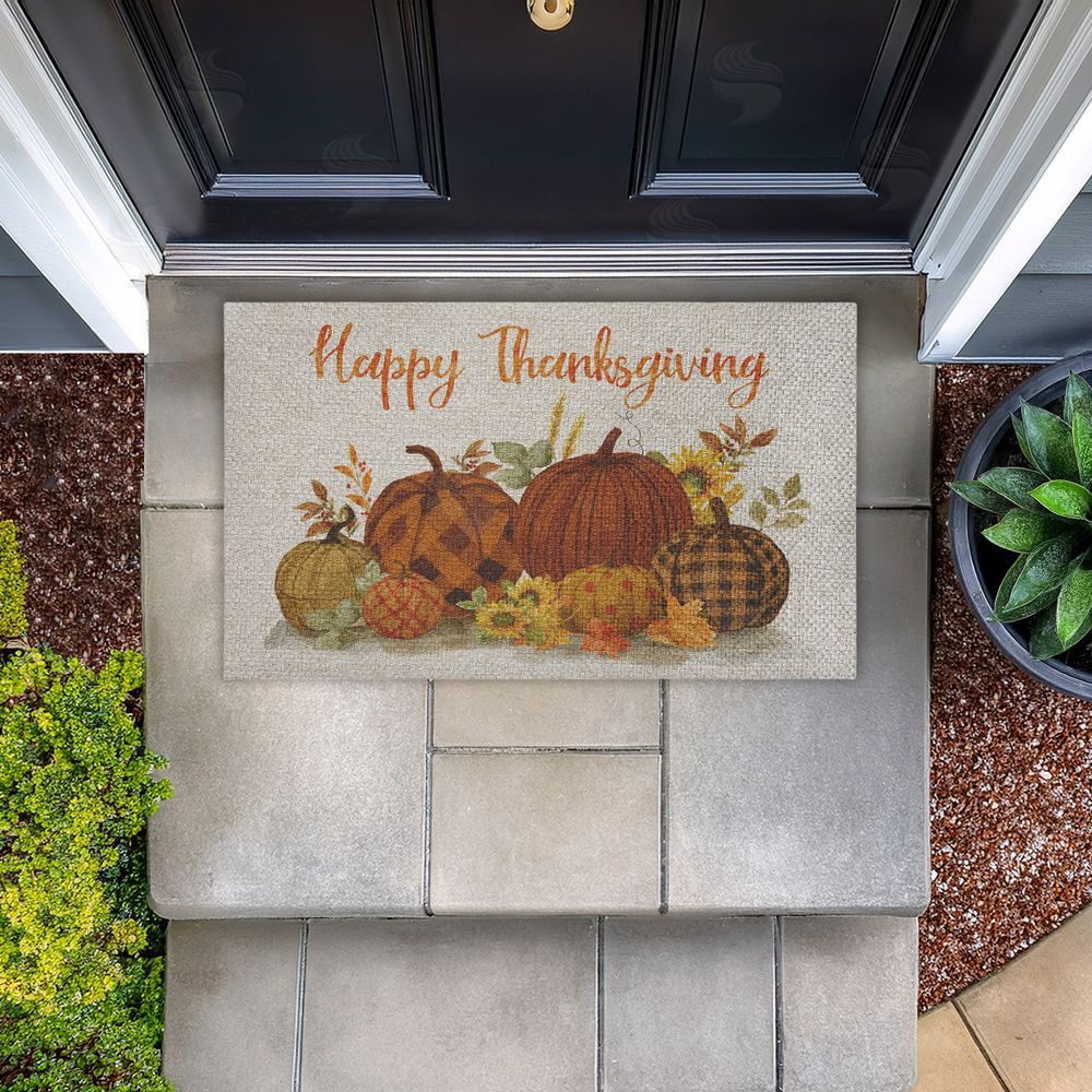Nan Happy Thanksgiving Entry Outdoor Faux Sisal Door Mat
