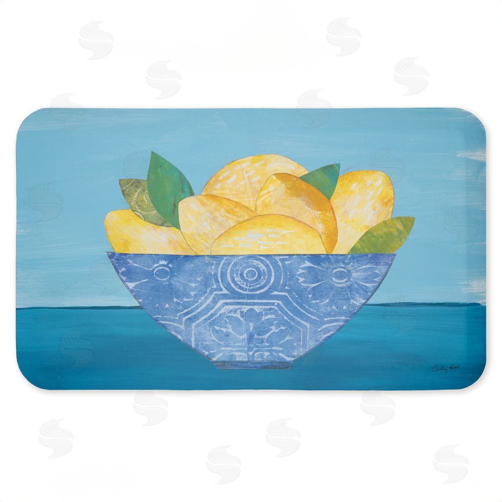 Courtney Prahl Lemon Elegance Bowl Kitchen Floor Mat