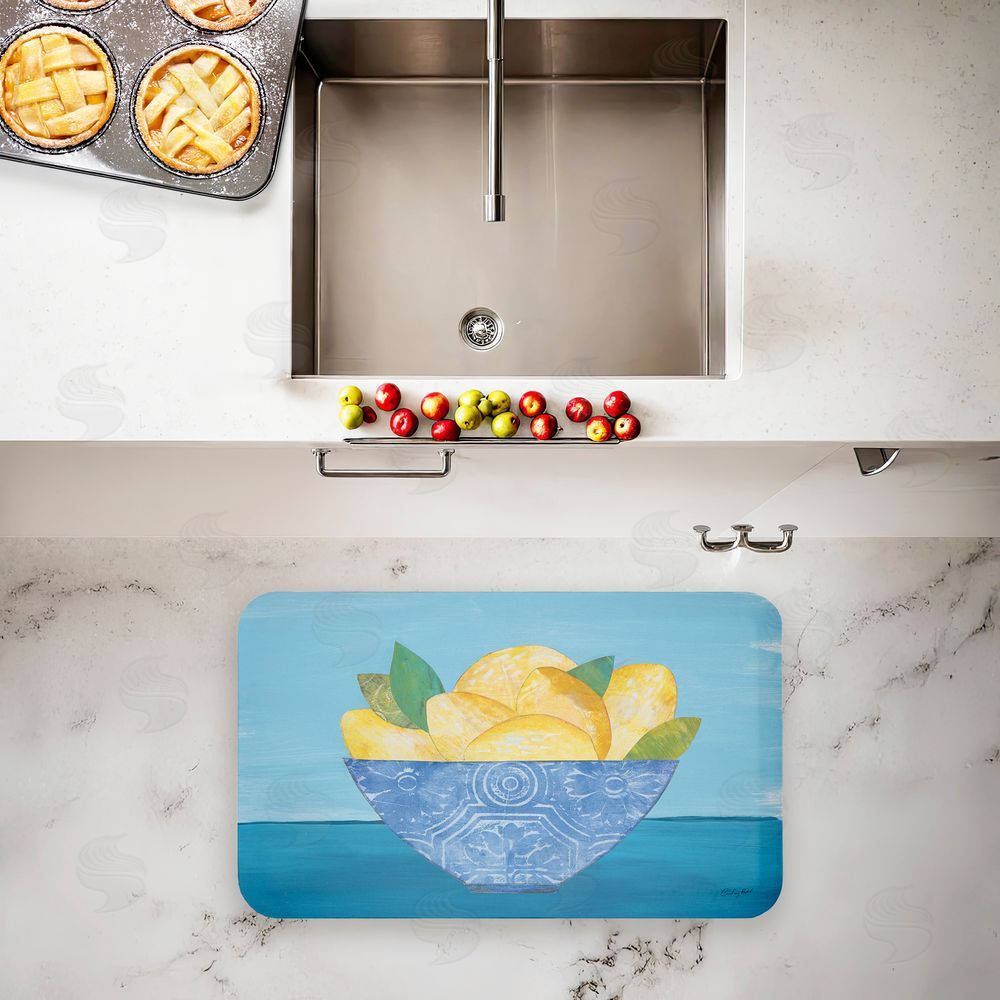 Courtney Prahl Lemon Elegance Bowl Kitchen Floor Mat