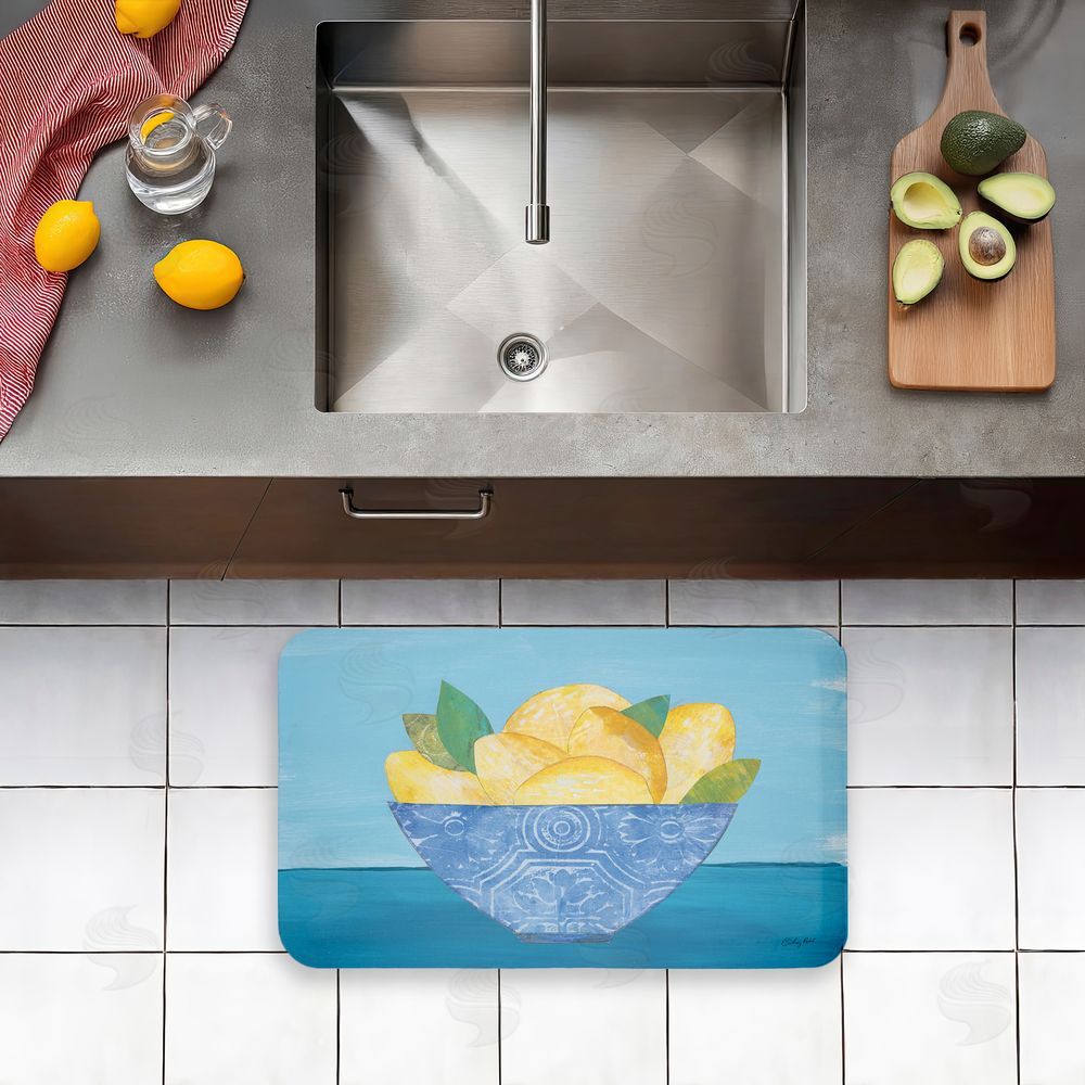 Courtney Prahl Lemon Elegance Bowl Kitchen Floor Mat