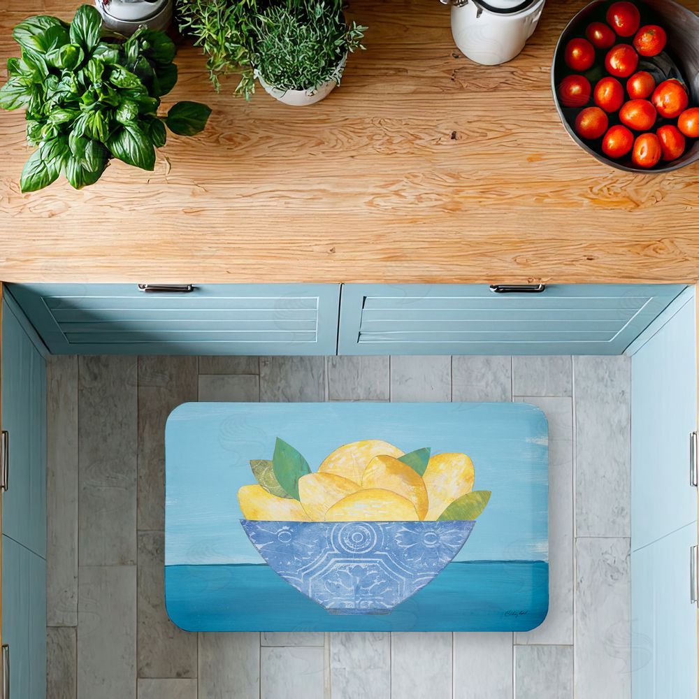 Courtney Prahl Lemon Elegance Bowl Kitchen Floor Mat