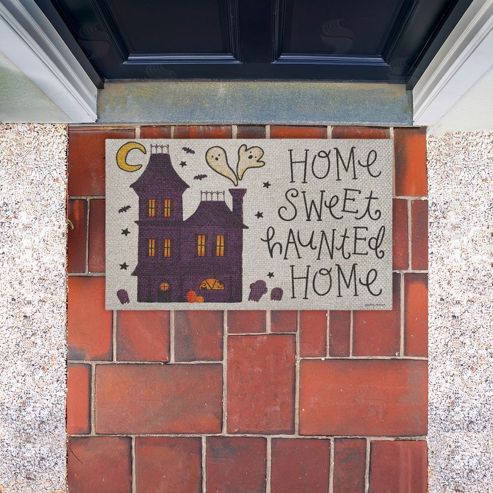 Lindley Wiesner Spooky Pals Sweet Haunted Home Outdoor Faux Sisal Door Mat