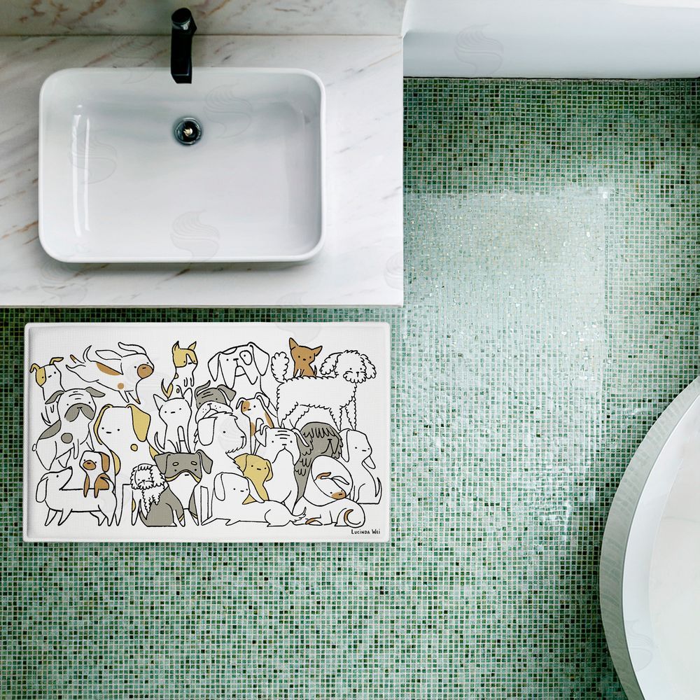 Lisa Wehmeyer Eclectic Dog Breeds Plush Bathroom Floor Mat