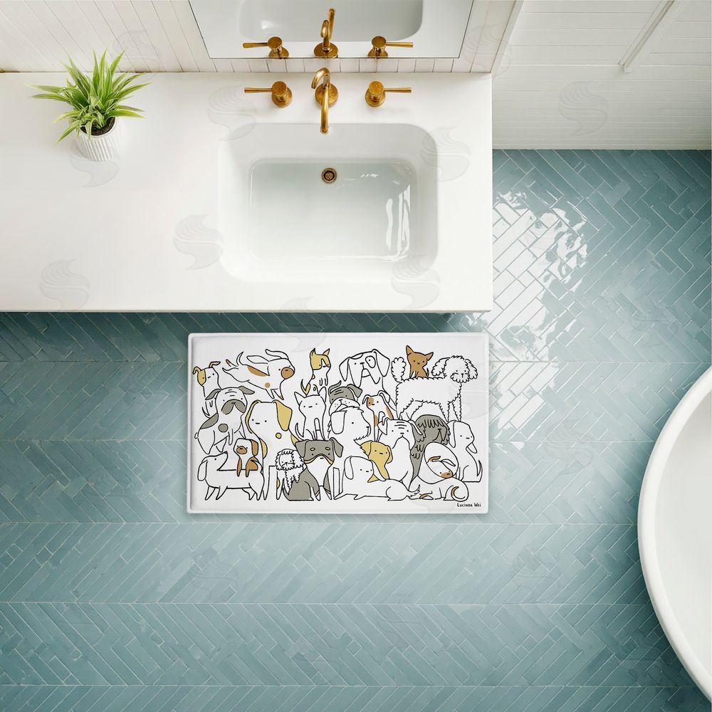 Lisa Wehmeyer Eclectic Dog Breeds Plush Bathroom Floor Mat