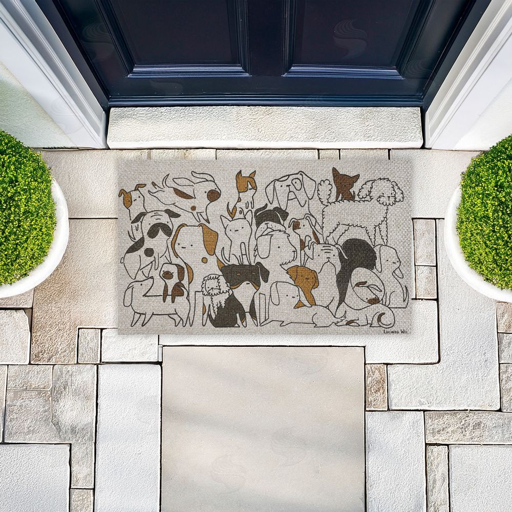 Lisa Wehmeyer Eclectic Dog Breeds Outdoor Faux Sisal Door Mat