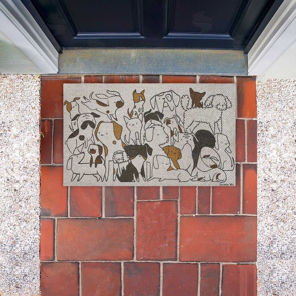 Lisa Wehmeyer Eclectic Dog Breeds Outdoor Faux Sisal Door Mat