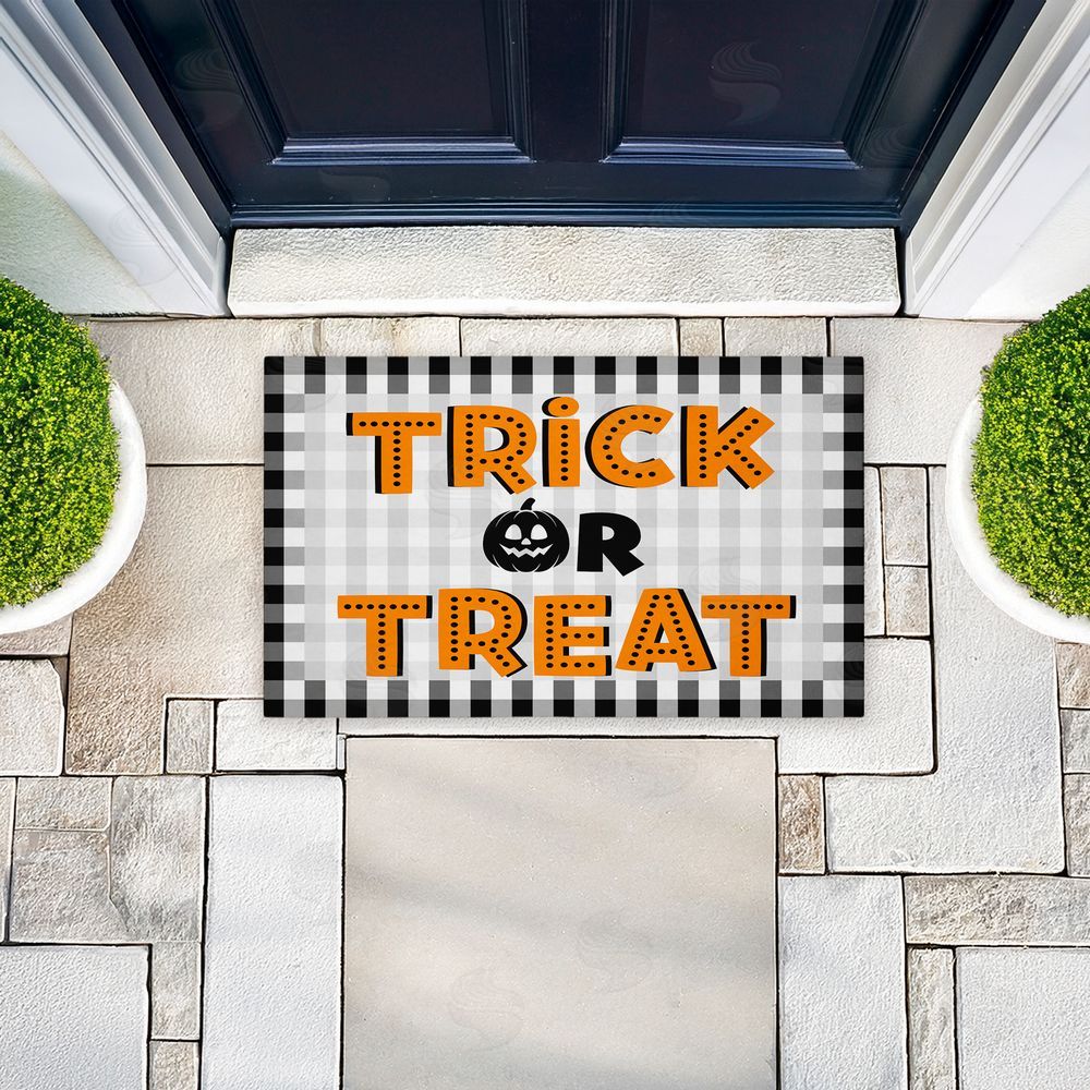 Marcus Prime Trick Or Treat Gingham Unwoven Outdoor Door Mat