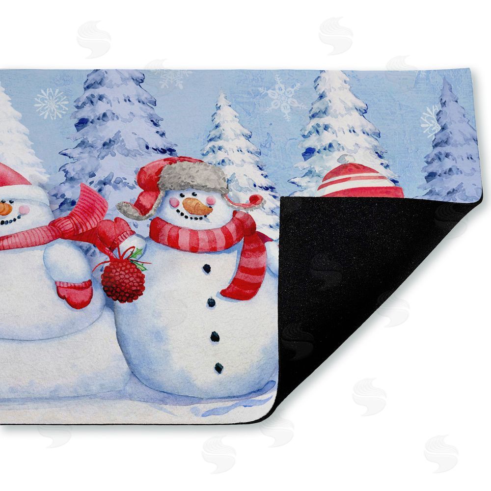 Paul Brent Holiday Icy Snowman Trio Unwoven Outdoor Door Mat