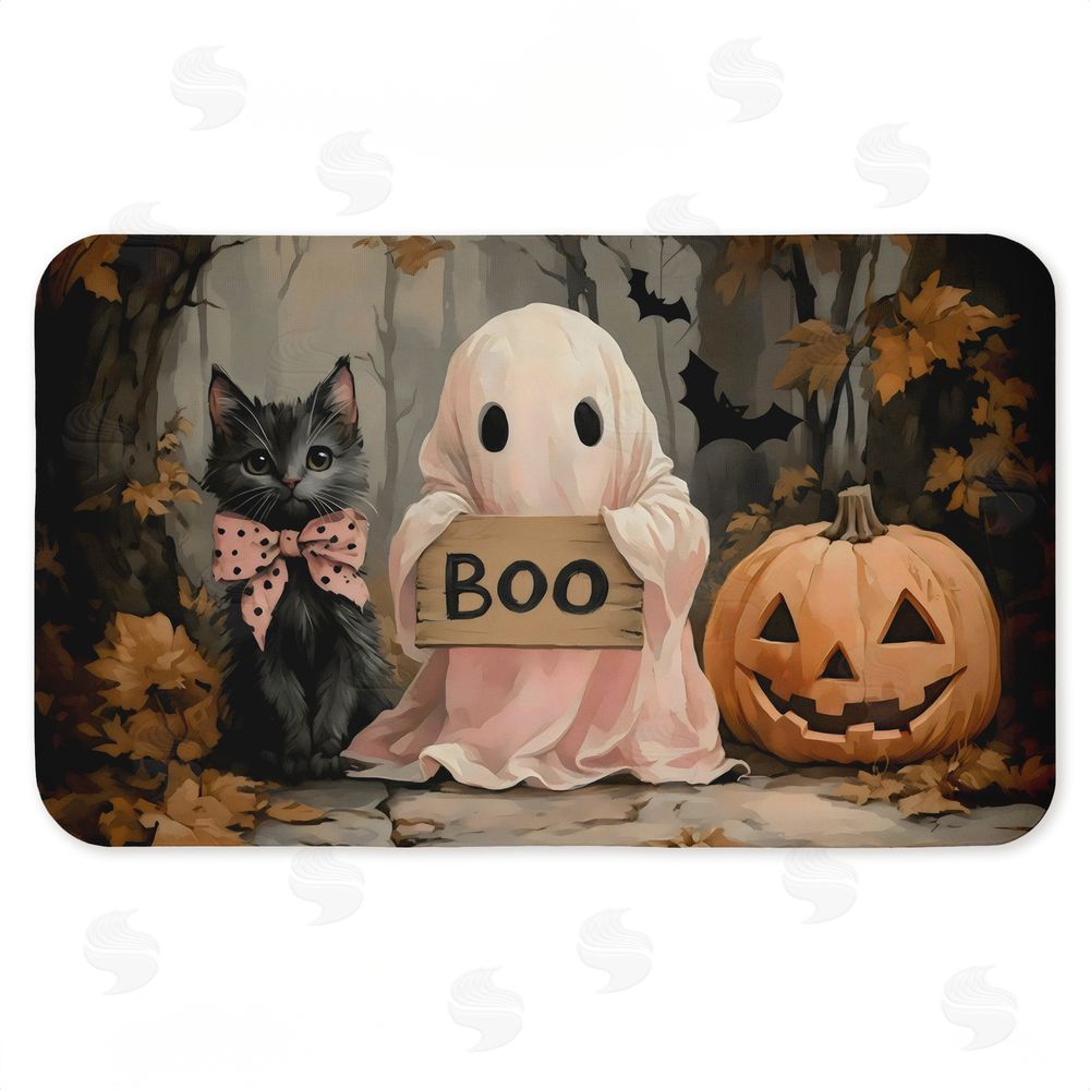 Arlington Prints Cute Halloween Ghost & Kitten Kitchen Floor Mat