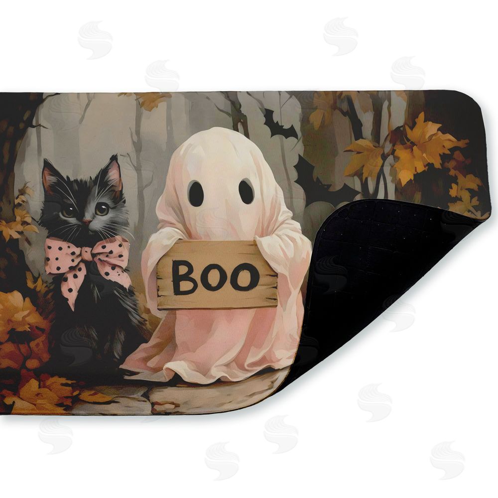 Arlington Prints Cute Halloween Ghost & Kitten Kitchen Floor Mat