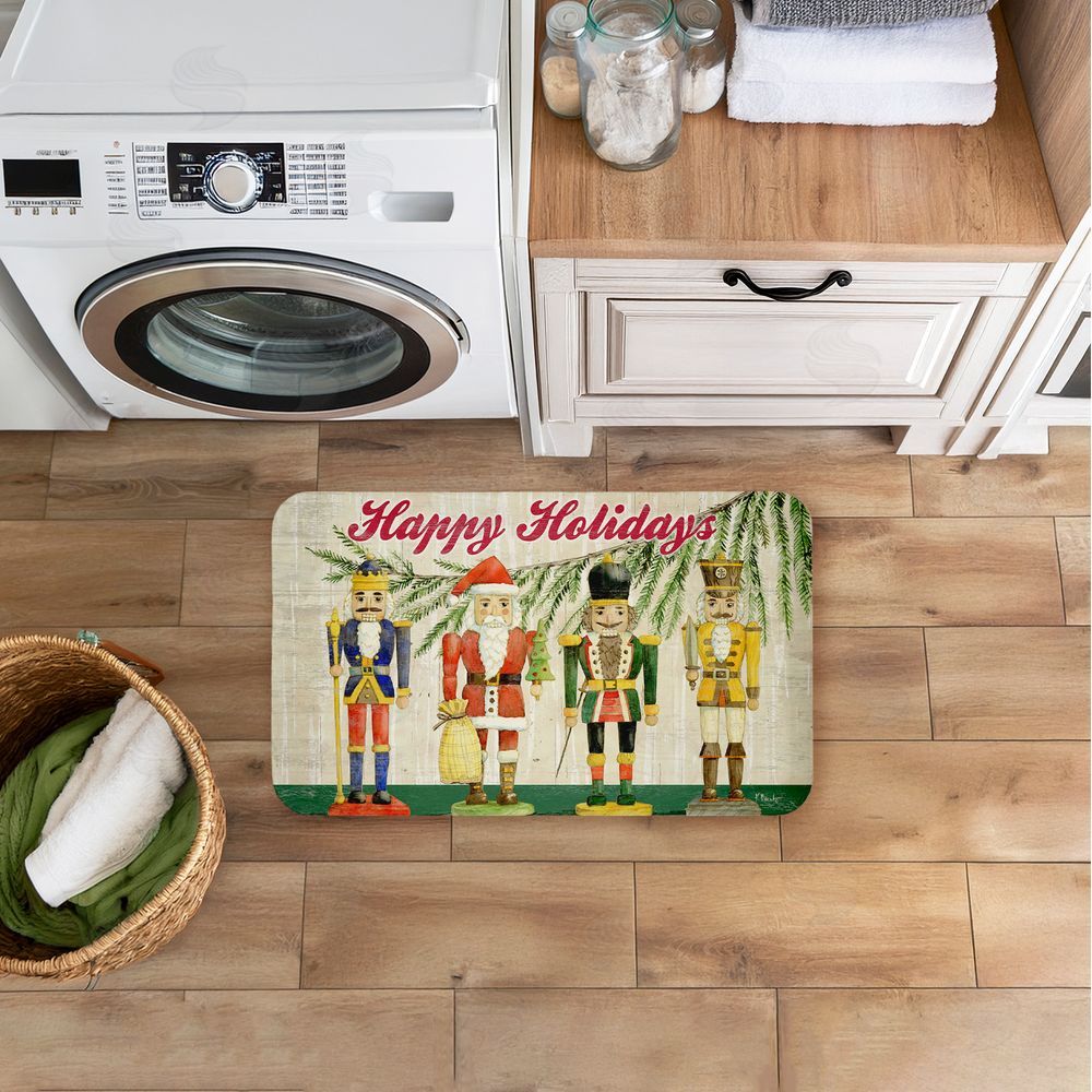 Paul Brent Classic Nutcrackers Happy Holidays Kitchen Floor Mat