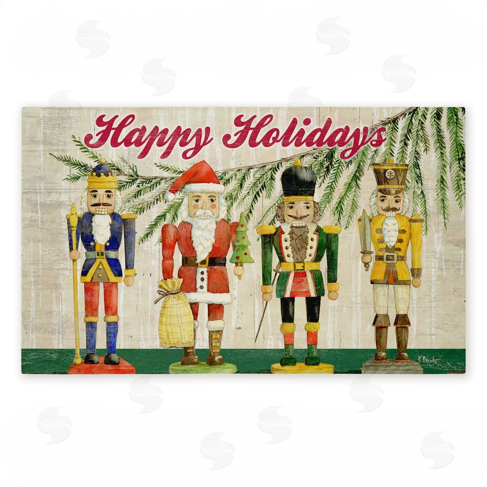 Paul Brent Classic Nutcrackers Happy Holidays Unwoven Outdoor Door Mat