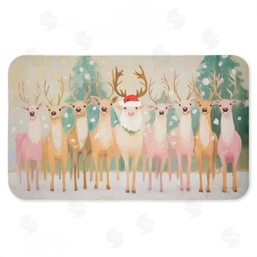 Arlington Prints Pastel Santa's Reindeer Kitchen Floor Mat