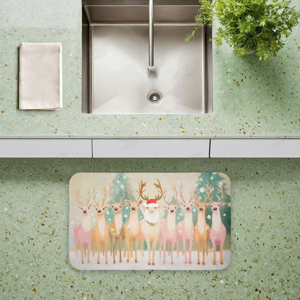 Arlington Prints Pastel Santa's Reindeer Kitchen Floor Mat