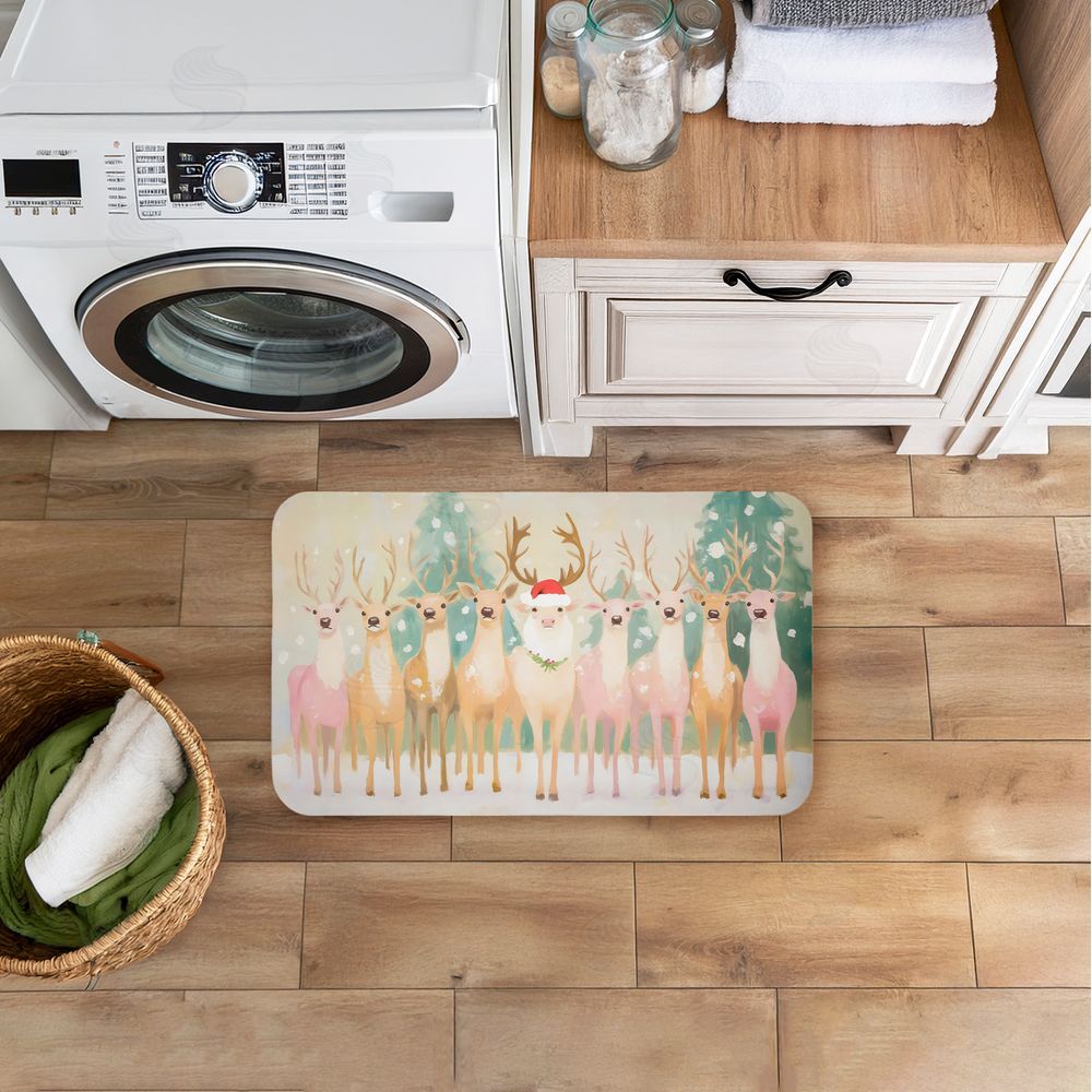 Arlington Prints Pastel Santa's Reindeer Kitchen Floor Mat