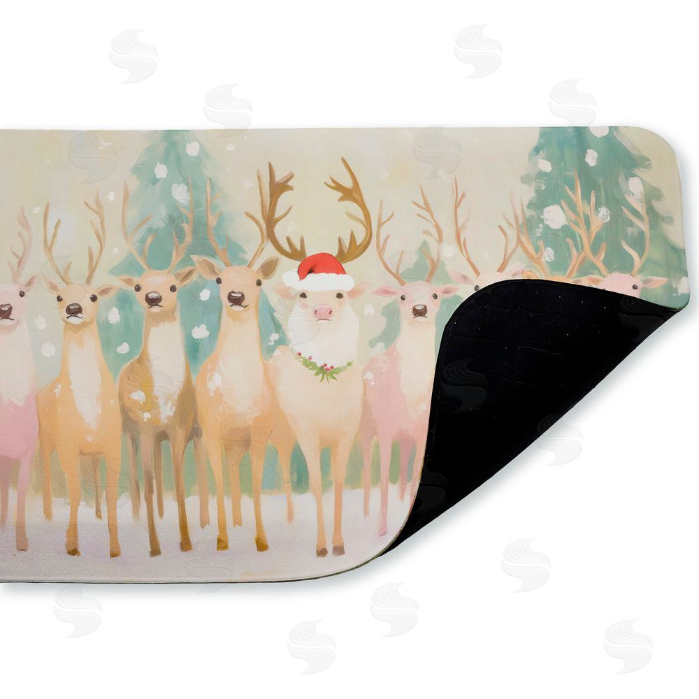 Arlington Prints Pastel Santa's Reindeer Kitchen Floor Mat