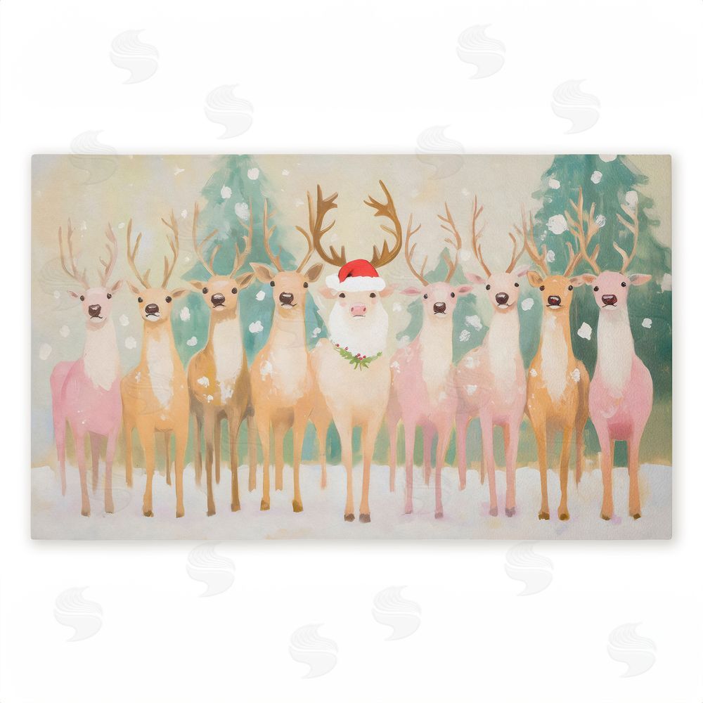 Arlington Prints Pastel Santa's Reindeer Unwoven Outdoor Door Mat