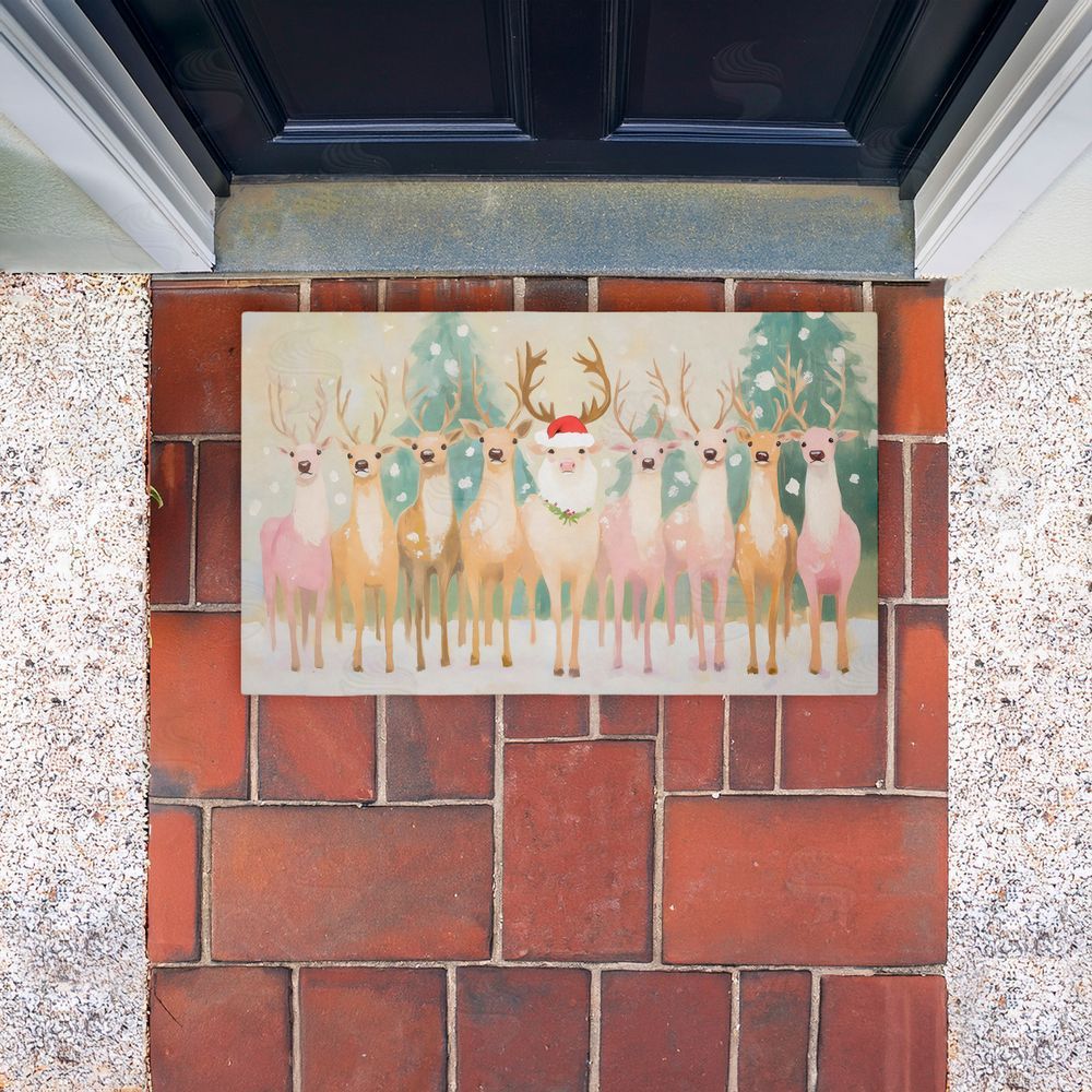Arlington Prints Pastel Santa's Reindeer Unwoven Outdoor Door Mat