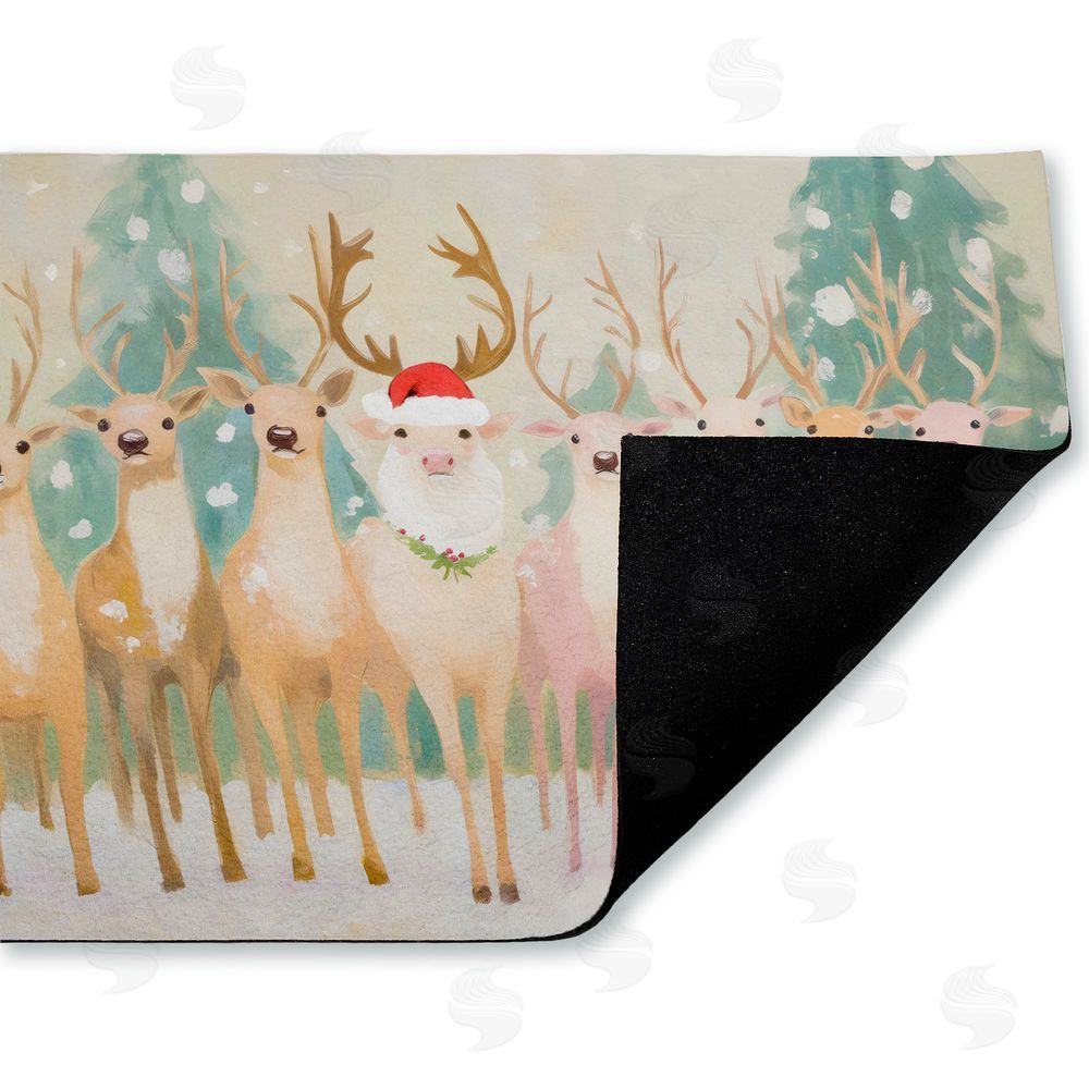 Arlington Prints Pastel Santa's Reindeer Unwoven Outdoor Door Mat