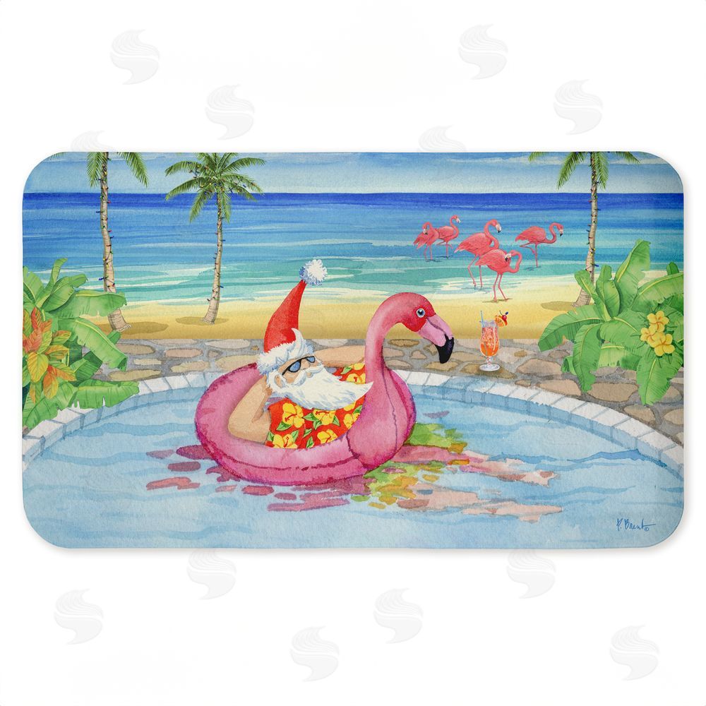 Paul Brent Santa Pool Float & Cocktail Kitchen Floor Mat