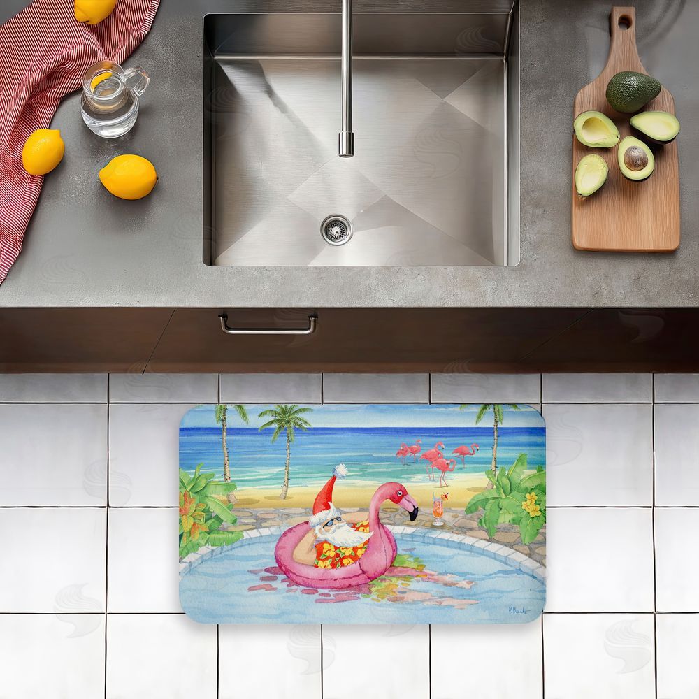Paul Brent Santa Pool Float & Cocktail Kitchen Floor Mat