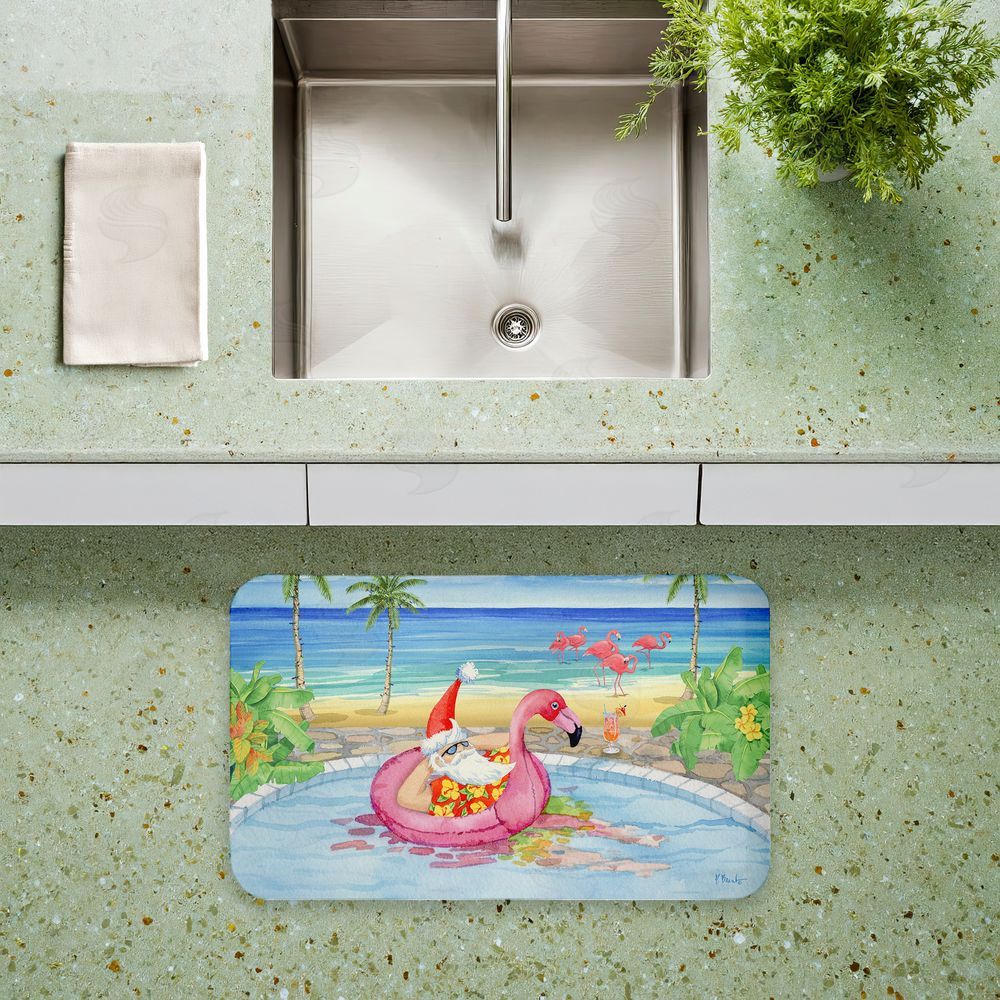 Paul Brent Santa Pool Float & Cocktail Kitchen Floor Mat