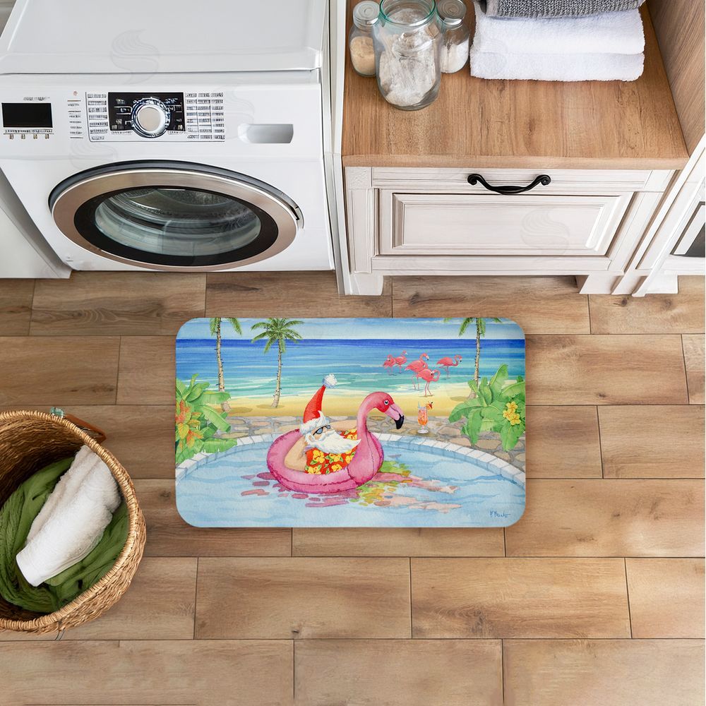 Paul Brent Santa Pool Float & Cocktail Kitchen Floor Mat