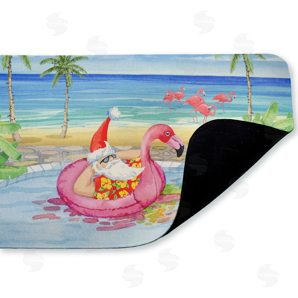 Paul Brent Santa Pool Float & Cocktail Kitchen Floor Mat