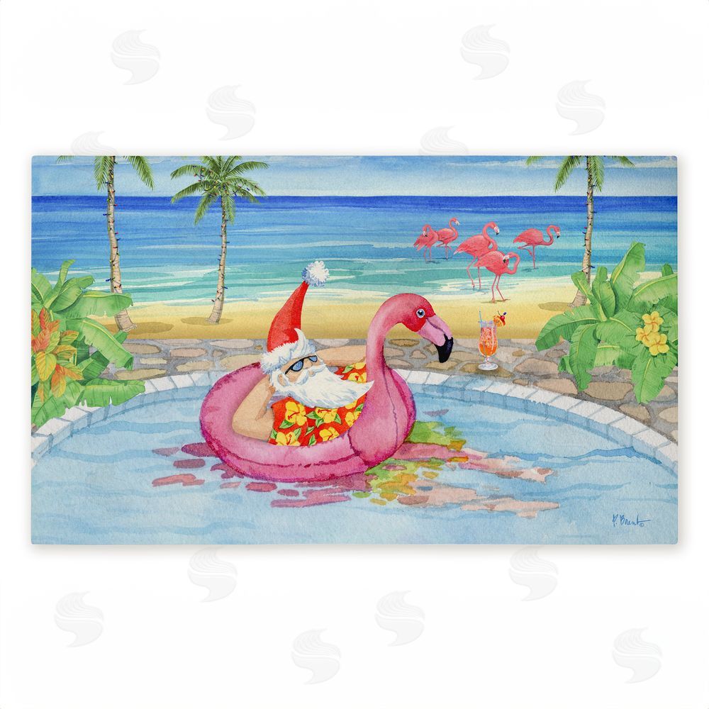 Paul Brent Santa Pool Float & Cocktail Unwoven Outdoor Door Mat