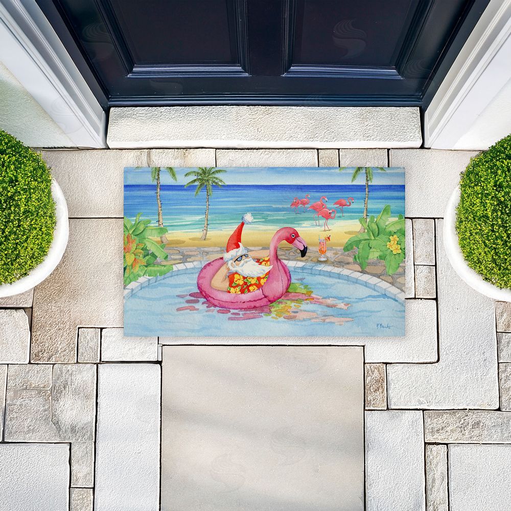 Paul Brent Santa Pool Float & Cocktail Unwoven Outdoor Door Mat