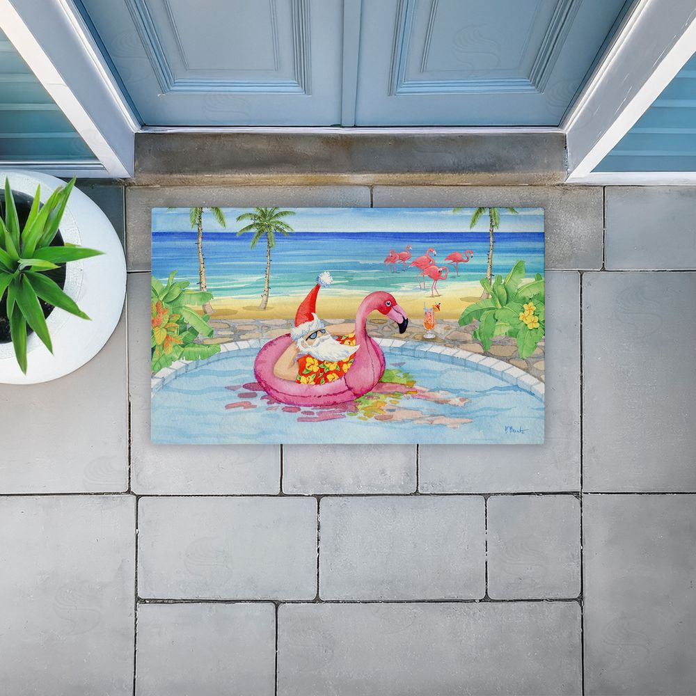Paul Brent Santa Pool Float & Cocktail Unwoven Outdoor Door Mat