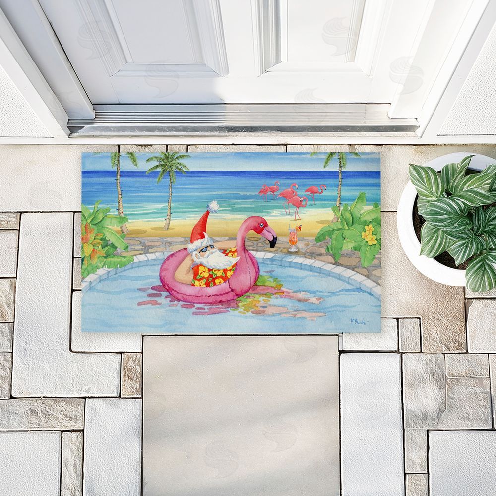 Paul Brent Santa Pool Float & Cocktail Unwoven Outdoor Door Mat