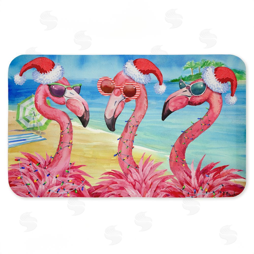 Paul Brent Holiday Flamingo Girlfriends Kitchen Floor Mat