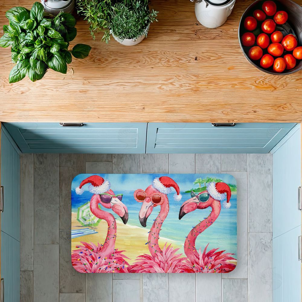 Paul Brent Holiday Flamingo Girlfriends Kitchen Floor Mat