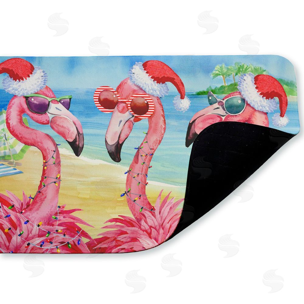 Paul Brent Holiday Flamingo Girlfriends Kitchen Floor Mat
