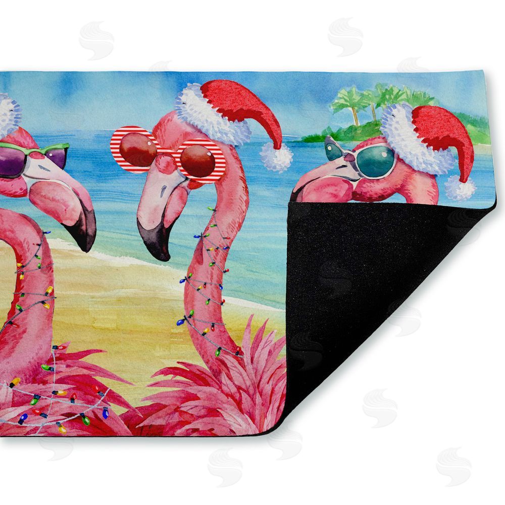 Paul Brent Holiday Flamingo Girlfriends Unwoven Outdoor Door Mat