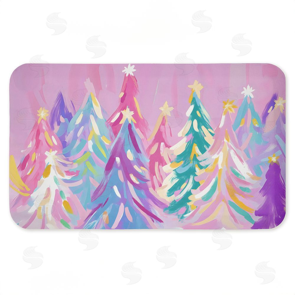 Arlington Prints Abstract Pastel Christmas Trees Kitchen Floor Mat