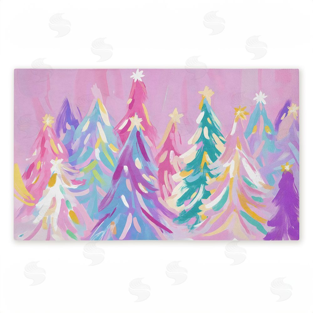 Arlington Prints Abstract Pastel Christmas Trees Unwoven Outdoor Door Mat