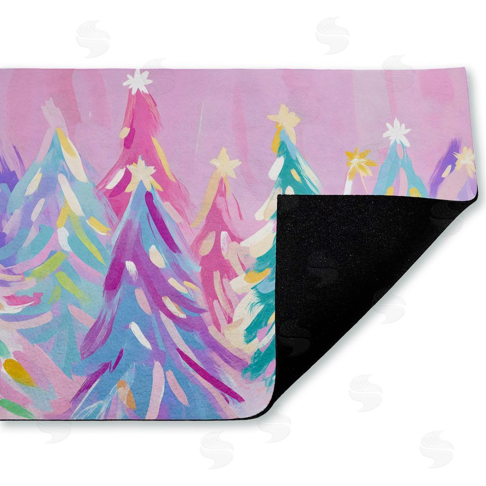 Arlington Prints Abstract Pastel Christmas Trees Unwoven Outdoor Door Mat