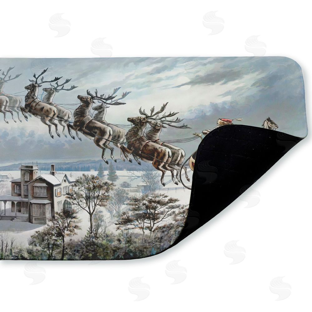 Arlington Prints Santa Sleigh Over Cabin Kitchen Floor Mat