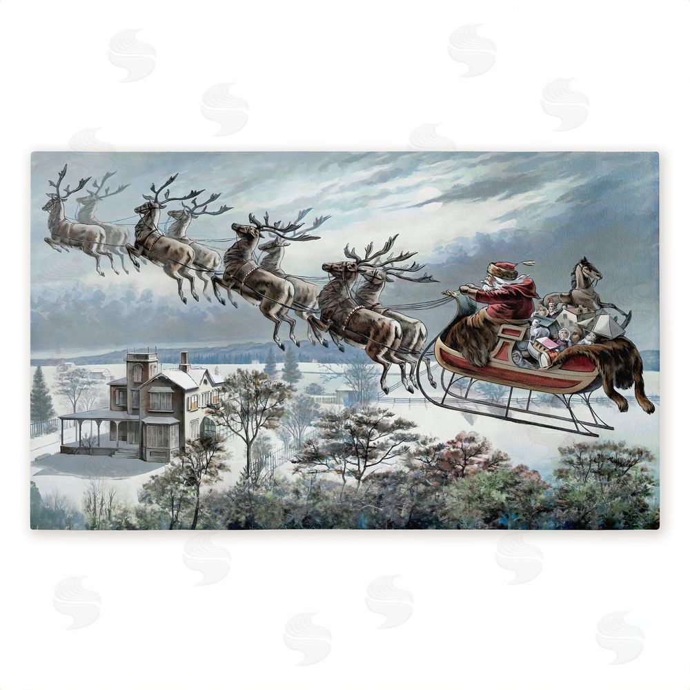 Arlington Prints Santa Sleigh Over Cabin Unwoven Outdoor Door Mat