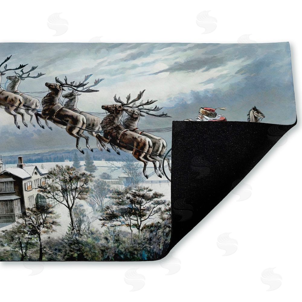 Arlington Prints Santa Sleigh Over Cabin Unwoven Outdoor Door Mat