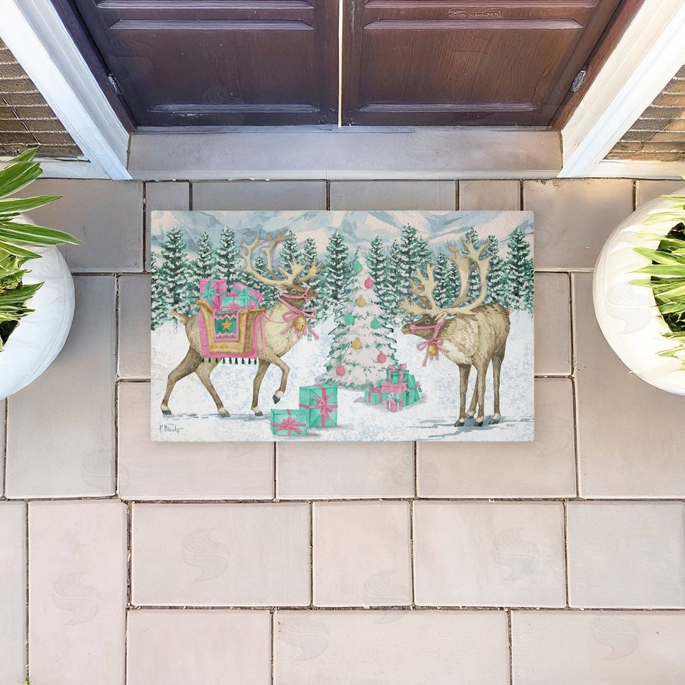 Paul Brent Whimsy Holiday Reindeer Unwoven Outdoor Door Mat