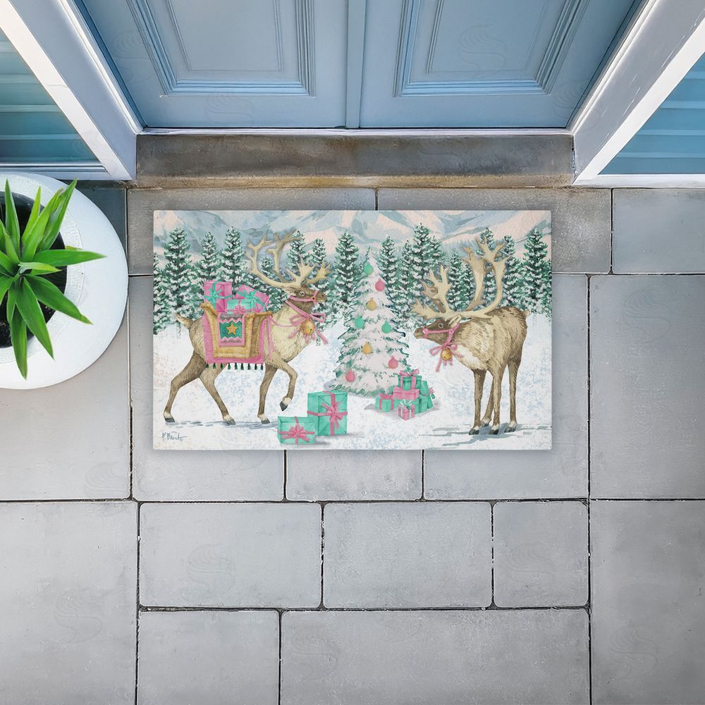 Paul Brent Whimsy Holiday Reindeer Unwoven Outdoor Door Mat