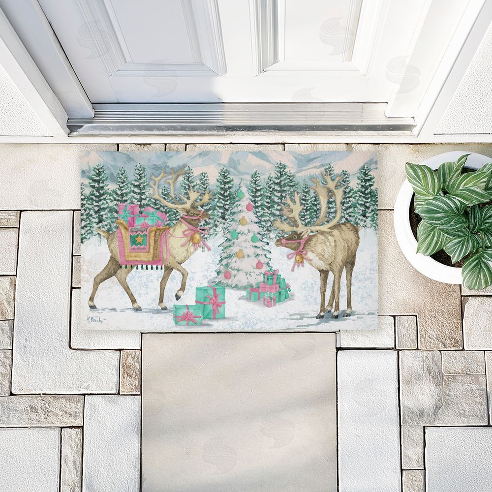 Paul Brent Whimsy Holiday Reindeer Unwoven Outdoor Door Mat
