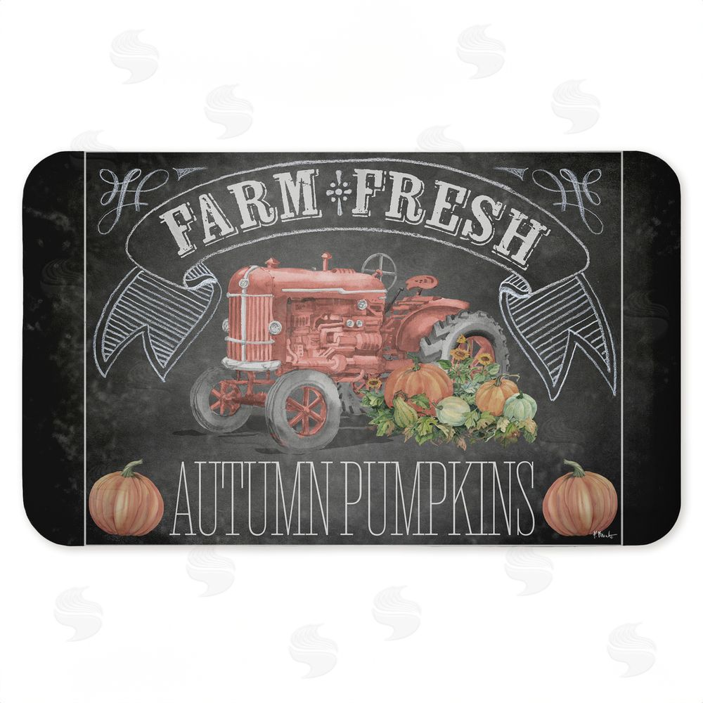 Paul Brent Autumn Tractor Chalkboard Pumpkins Kitchen Floor Mat