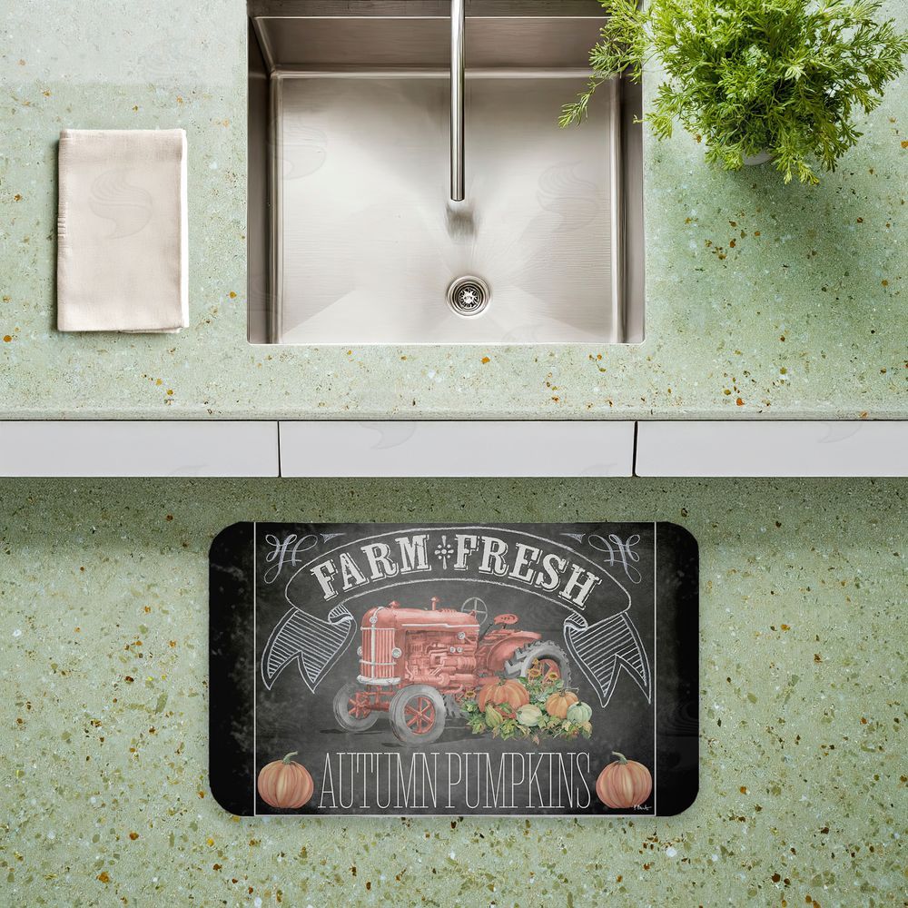 Paul Brent Autumn Tractor Chalkboard Pumpkins Kitchen Floor Mat