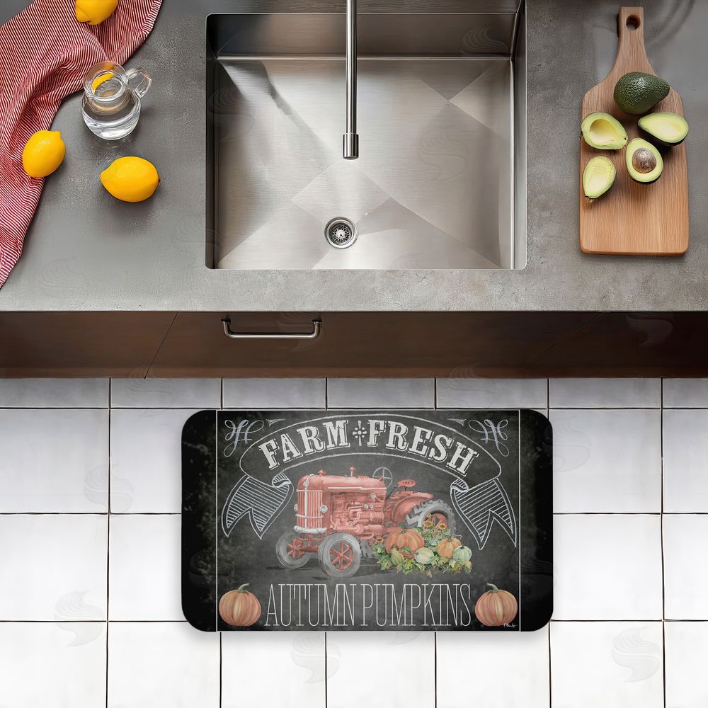 Paul Brent Autumn Tractor Chalkboard Pumpkins Kitchen Floor Mat